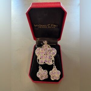 Michal’s C. Fina Silver and Purple Earrings & Necklace Set